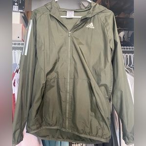 Adidas Full Zip-Up Windbreaker in Olive Green